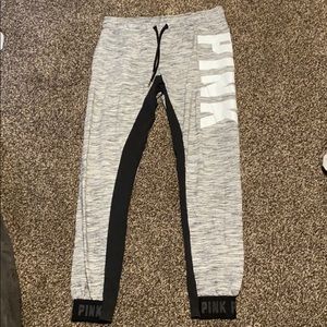Gray and black pink Victoria’s Secret sweatpants
